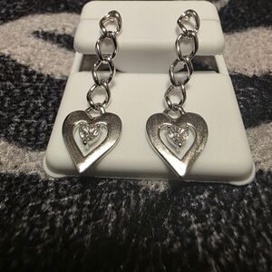 Elegant Silver Heart Chain Earrings